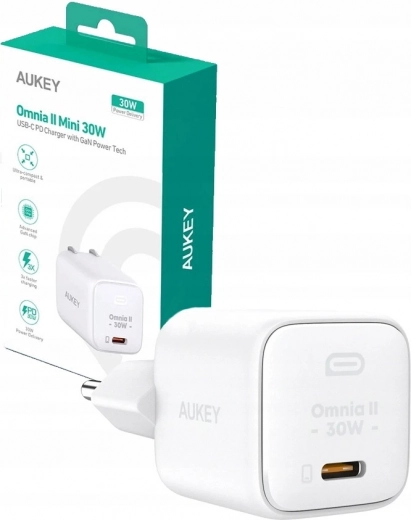 Φορτιστής AUKEY OMNIA II Mini USB‑C 30 W PD, λευκός