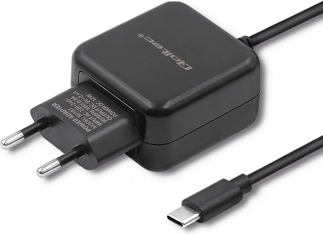 Φορτιστής πρίζας QOLTEC 5 V, 2,4 A, 12 W, USB-C, μαύρος