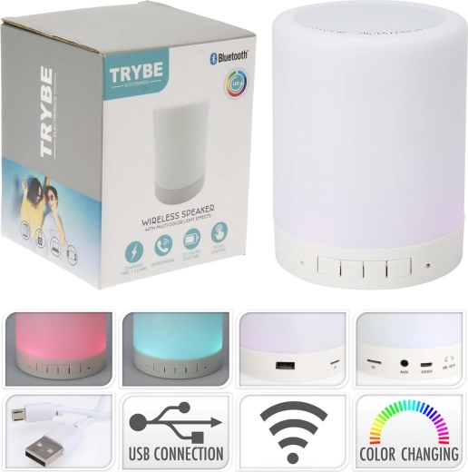 Ασύρματο ηχείο Bluetooth με φωτισμό, λευκό