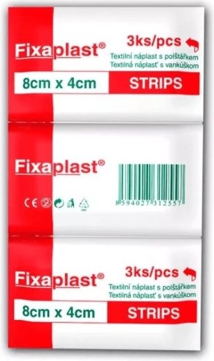 Fixaplast Strip υφασμάτινο επίθεμα 8 × 4 cm, 3 τεμ.