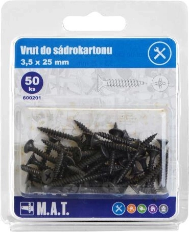 Βίδα για γυψοσανίδα 3,5 × 25 mm, λεπτό σπείρωμα, φωσφατωμένη (50 τεμ.)