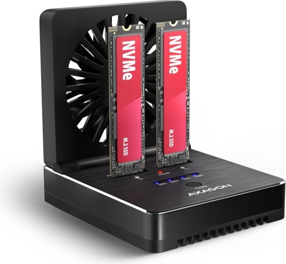 Axagon ADSA-M2C22 Clone Master σταθμός σύνδεσης και κλωνοποίησης USB‑C για 2× M.2 NVMe/SATA SSD 20Gb/s