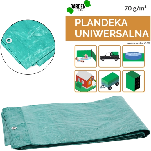 Πράσινο μουσαμάς 2 × 3 m, 70 g/m², UV 3 %, με διπλή πλαστικοποίηση και κρίκους