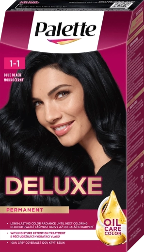 Palette Deluxe μόνιμη βαφή μαλλιών μπλε-μαύρη 50 ml