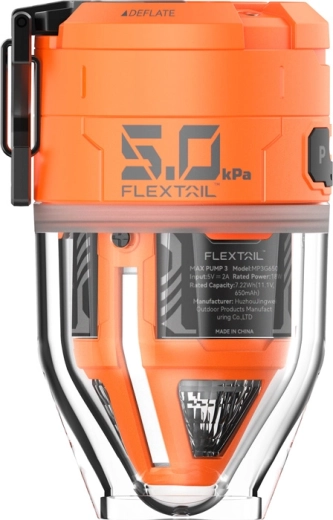 Flextail Max Pump 3 φορητή ηλεκτρική αντλία με φως κάμπινγκ πορτοκαλί