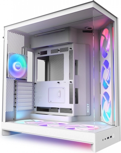 NZXT h9 flow rgb+ λευκό atx mid-tower κουτί με παράθυρο