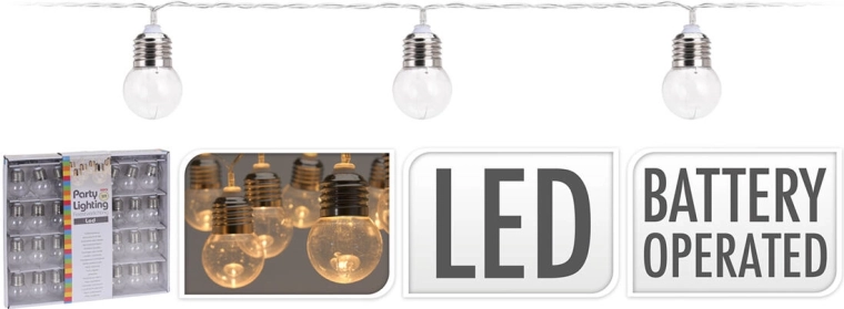 Φωτεινή γιρλάντα με λαμπάκια 4 cm, 4,5 m, 30 LED, θερμό λευκό