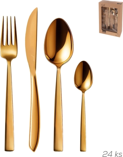 Σετ ανοξείδωτων μαχαιροπίρουνων Gold 24 τεμ.