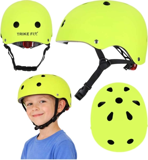 Παιδικό κράνος ποδηλάτου Trike Fix με LED, ρυθμιζόμενο, μέγεθος S 48–54 cm, ανοιχτό πράσινο
