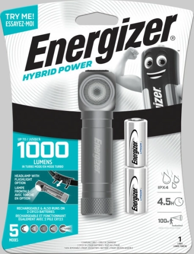 Energizer υβριδικός LED φακός κεφαλής για χρήση στο χέρι και hands‑free, 1000 lm