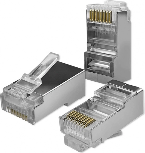 Διαμπερές βύσμα RJ45, σύνδεσμος CAT6 FTP με επιχρυσωμένες επαφές, 100 τεμ.