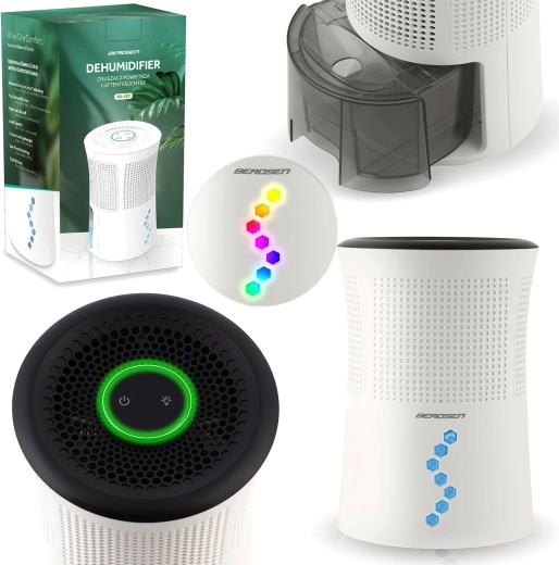 Αφυγραντήρας αέρα BERDSEN με φωτισμό LED, 700 ml, 34 dB