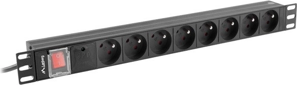 Lanberg ρακοθήκη PDU 19" 1U, 8 πρίζες τύπου E, 16 A, μαύρη