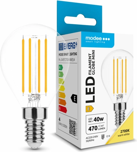 Λάμπα LED Modee Filament Globe Mini G45 4 W E14, 470 lm, θερμό λευκό