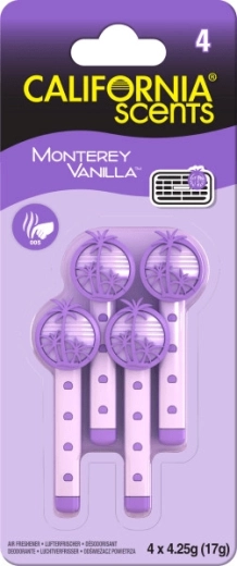 California Scents Vent Stick Monterey Vanilla – αρωματικά στικ για αεραγωγό (4 τεμ.)