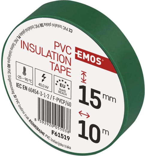 Μονωτική ταινία PVC 15 × 10 m, πράσινη