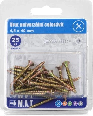 Καθολικές βίδες πλήρους σπειρώματος 4,5 × 40 mm, γαλβανισμένες (25 τεμ.)