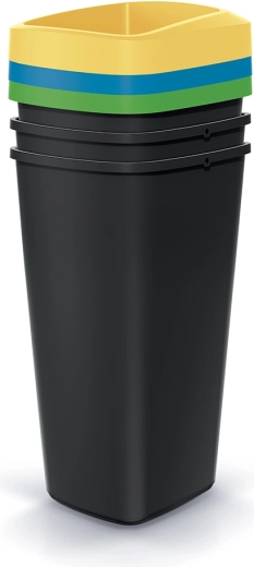 Σετ κάδων διαλογής απορριμμάτων Compacta Q Drop 3×25 l, ανακυκλωμένο μαύρο πλαστικό