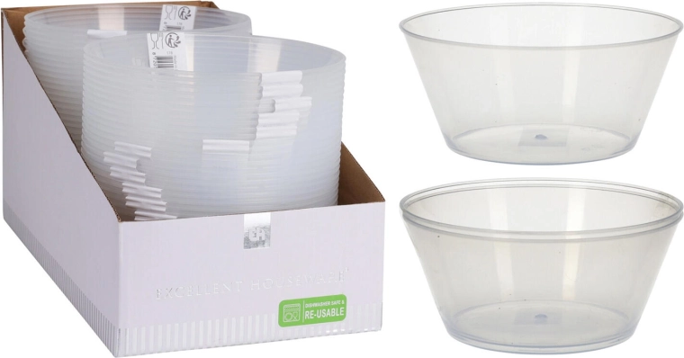 Πλαστικό μπολ 15 cm 750 ml, διάφανο, σετ 2 τεμ.
