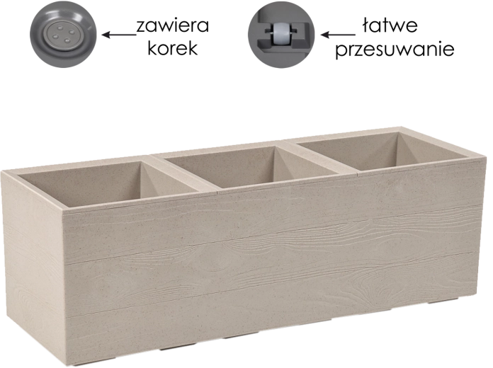 Ζαρντινιέρα Karo 90 × 30 cm Coffee Latte με ροδάκια