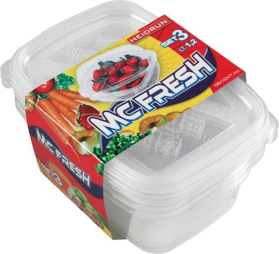 Πλαστικό δοχείο με καπάκι HEIDRUN McFresh 1,2 l, σετ 3 τεμ.