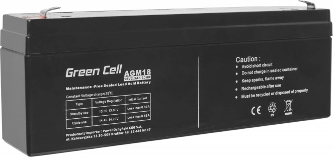 Μπαταρία AGM χωρίς συντήρηση 12 V 2,3 Ah GREENCELL