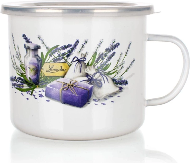 Σμάλτινη κούπα Lavender 0,9 l με πλαστικό καπάκι