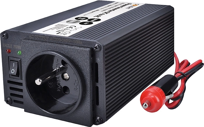 Solight μετατροπέας τάσης 12 V σε 230 V 200 W με USB, μεταλλικός, μαύρος