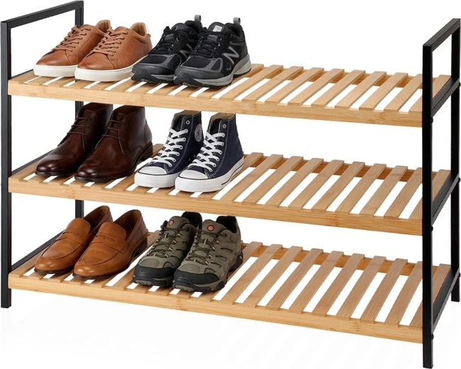 Storage Solutions ραφιέρα παπουτσιών από μπαμπού με 3 ράφια 70 × 30 × 48 cm - 1 τεμ.