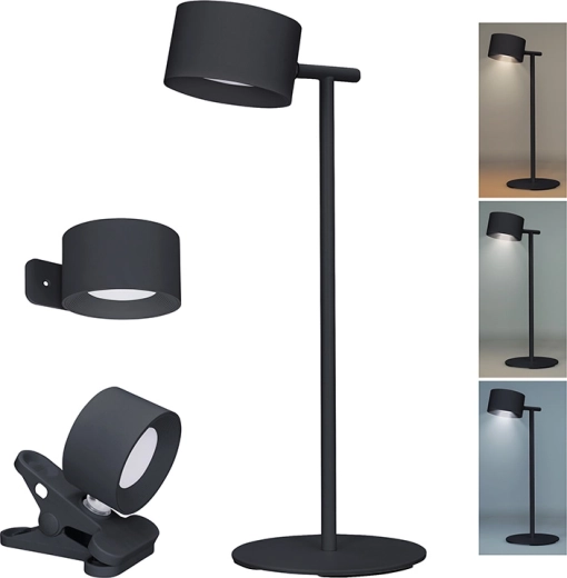 Solight LED επαναφορτιζόμενο φωτιστικό 3σε1 με ρύθμιση έντασης και αλλαγή χρώματος φωτός, μαύρο