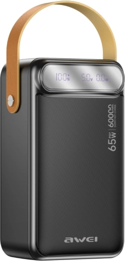 Awei powerbank 60 000 mAh 65 W PD με οθόνη LED και LED φακό - 1 τεμάχιο