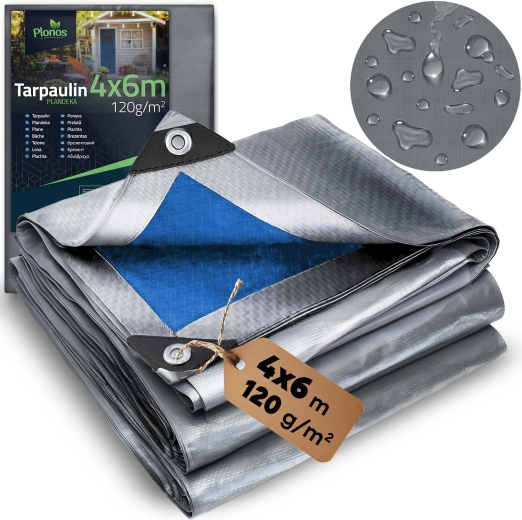 Μουσαμάς HDPE 400 × 600 cm 120 g/m² ασημί‑μπλε
