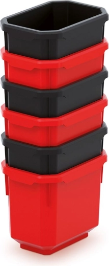 Σετ 6 πλαστικών κουτιών για εργαλεία TITAN BOX 110 × 75 × 263 mm – μαύρο/κόκκινο