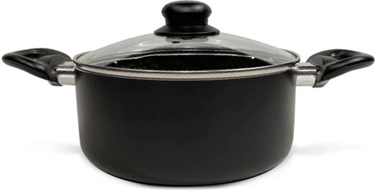 Κατσαρόλα με γυάλινο καπάκι Kitchisimo Nero 24 cm, 4 l