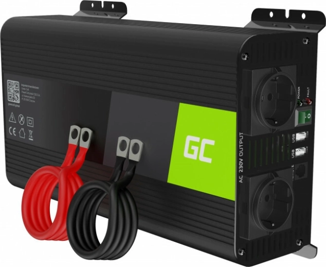 Green Cell μετατροπέας τάσης 12 V σε 230 V, καθαρό ημίτονο 1000 W / 2000 W με USB