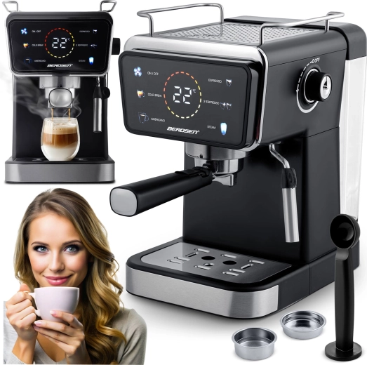 Καφετιέρα espresso με μοχλό 20 bar Berdsen μαύρη