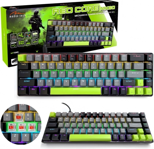 Μηχανικό gaming πληκτρολόγιο 60% MEDIA-TECH RED CORE MX60