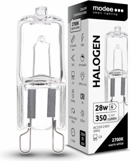 Modee ECO αλογονική λάμπα G9 28 W, 350 lm, θερμό λευκό, με δυνατότητα ρύθμισης έντασης