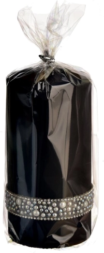 Κυλινδρικό κερί Pearl μαύρο 7 × 14 cm