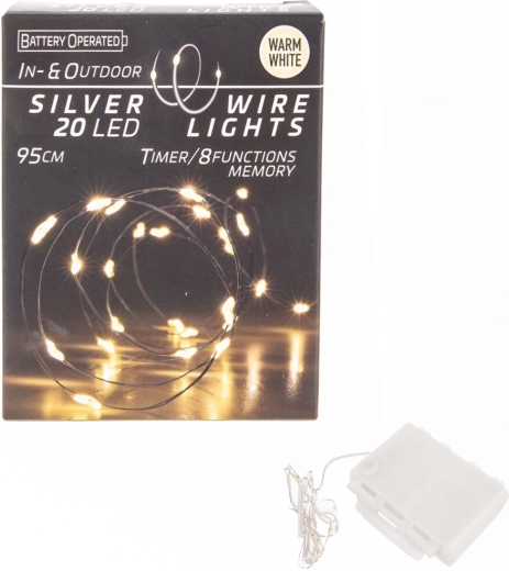 LED φωτεινή γιρλάντα σε λεπτό σύρμα 20 LED κίτρινη με χρονοδιακόπτη