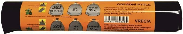 Ισχυρές μαύρες σακούλες απορριμμάτων 280 l, 115 × 170 cm, 3 τεμ.