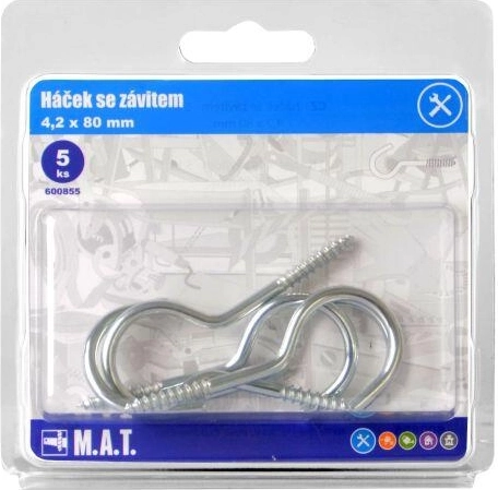 Γάντζος με σπείρωμα 80 × 4,2 mm, γαλβανισμένος, 5 τεμ.