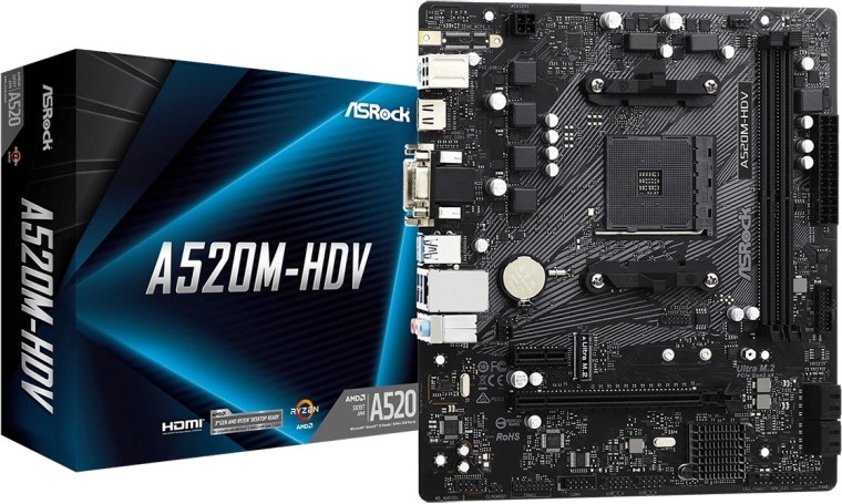 ASRock A520M-HDV microATX μητρική πλακέτα AM4 με HDMI/DVI/VGA και M.2