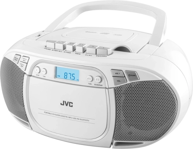 JVC φορητό boombox με CD, κασέτα, Bluetooth και USB λευκό
