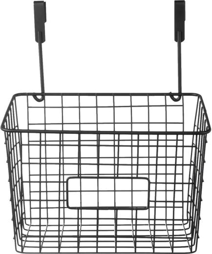 Κρεμαστό μεταλλικό καλαθάκι για πορτάκι ντουλαπιού RADKA, μαύρο, 25 × 16 × 30 cm