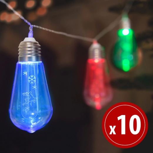 LED φωτεινή γιρλάντα με τάρανδους, 10 LED, 1,9 m, πολύχρωμη