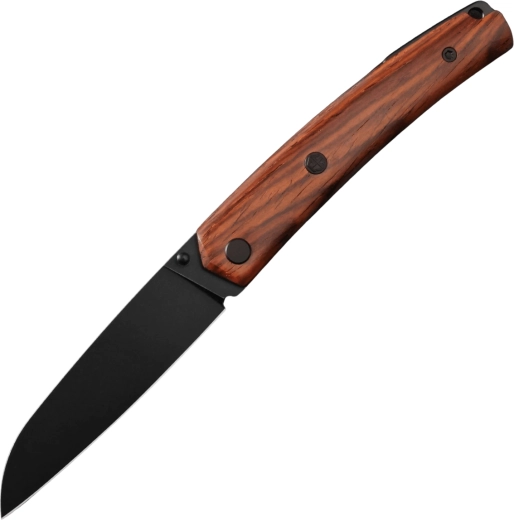 Pτυσσόμενο μαχαίρι Petrified Fish Patte V6 8,7 cm, Black PVD Stonewash, ξύλο cocobolo