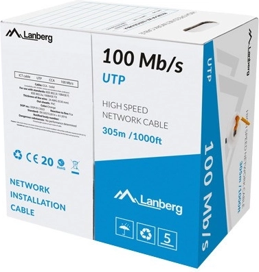 Καλώδιο LAN UTP 100 Mb/s CCA 305 m, πορτοκαλί