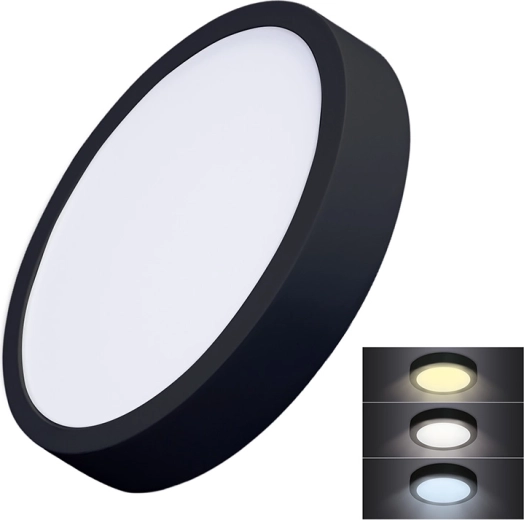 Solight LED επιφανειακό μίνι πάνελ CCT 24 W, στρογγυλό, μαύρο