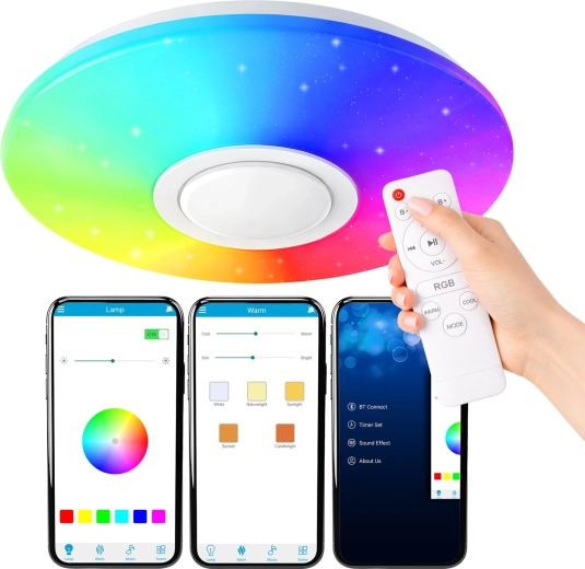 Φωτιστικό οροφής LED RGB με ηχείο Bluetooth 40 W